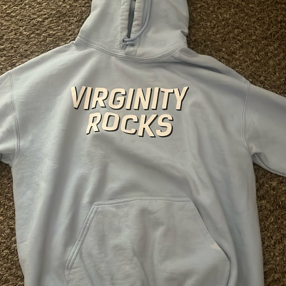 Blue virginity rocks hoodie size medium